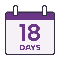 18 days calendar icon.