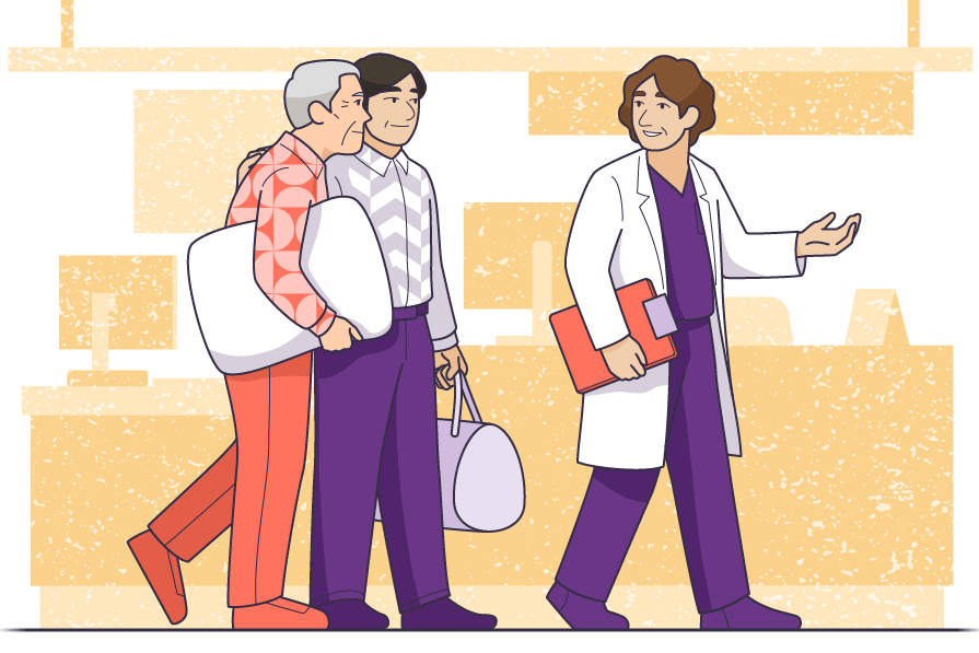 Patient with support person and medical professional.