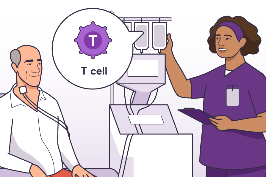 Medical professional collecting T cells from patient.