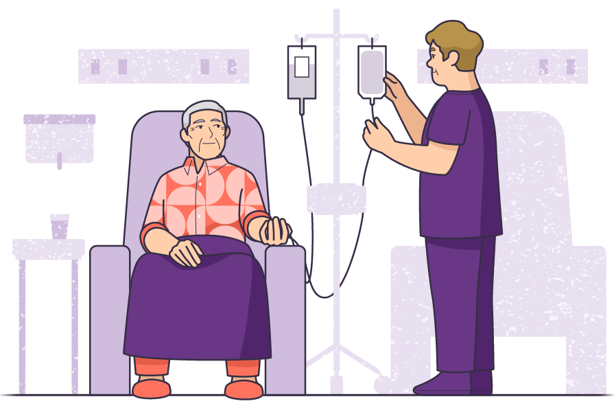 Patient receiving low-dose chemotherapy.
